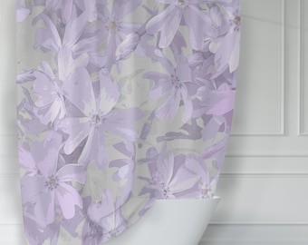 Light Purple & Gray Flower Art Print Shower Curtain