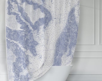 Chesapeake Bay Map Shower Curtain, Vintage Nautical Chart, Annapolis Maryland