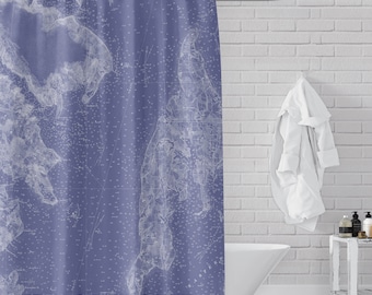 Chesapeake Bay Map Shower Curtain, Maryland Nautical Chart, Blueprint Style