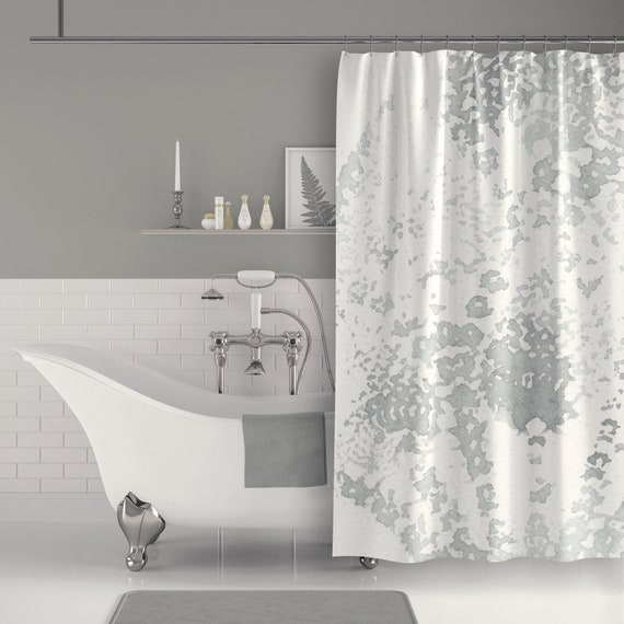 Gray And White Lace Mandala Watercolor Print Fabric Shower Etsy