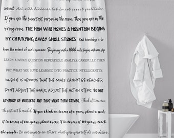 Confucius Quotes Fabric Shower Curtain – Mindful Bathroom Decor