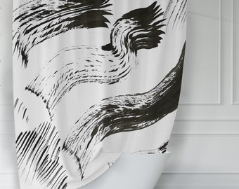 Bold Black and White Contemporary Ink Art Shower Curtain