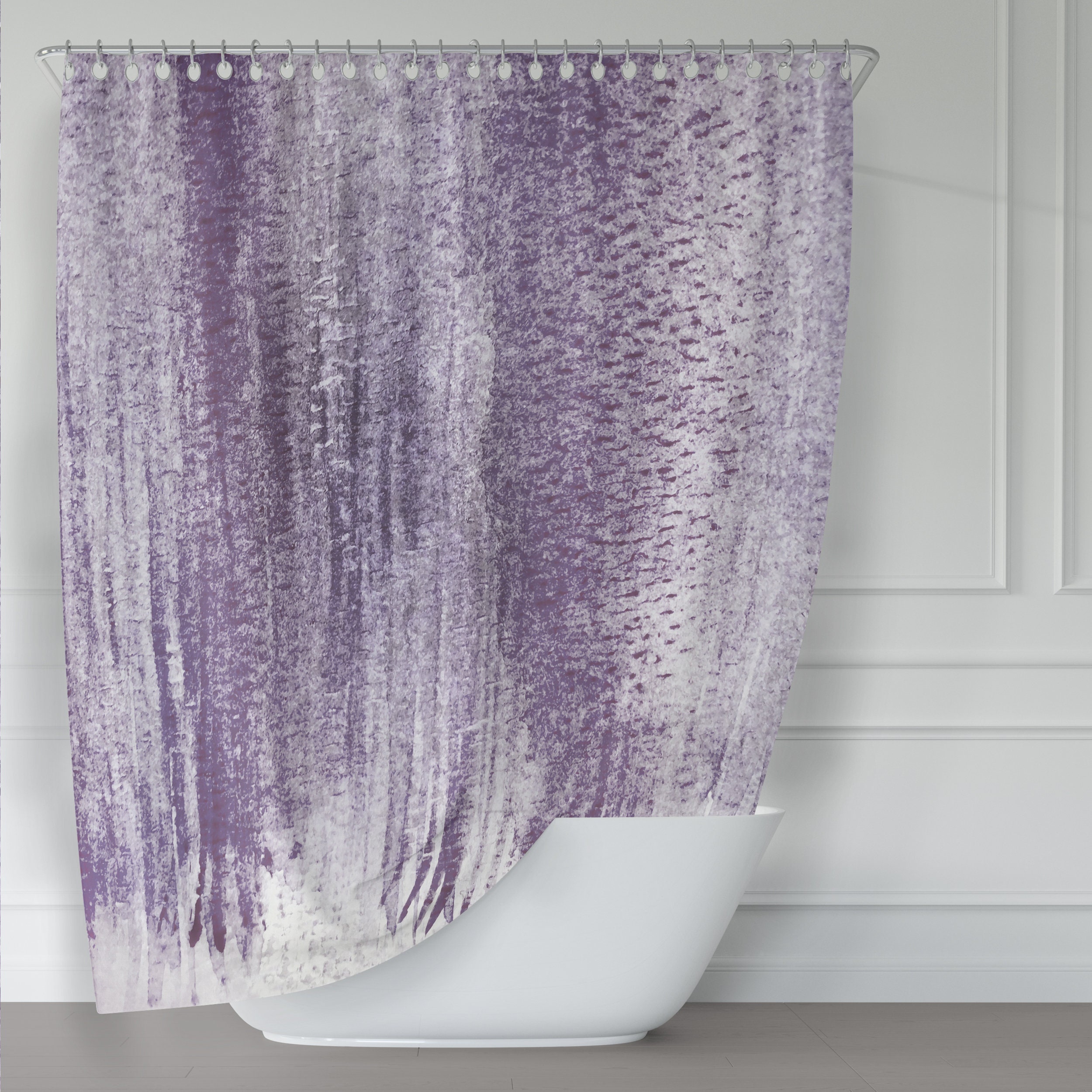 Purple Watercolor Stripes Shower Curtain Beautiful Lilac and Etsy