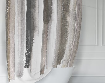 Warm Grays Watercolor Lines Shower Curtain - Neutral Tones / Boho Feel