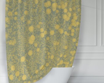 Green and Yellow Field of Dandelions Shower Curtain - Casual Retro Cottage Vibe