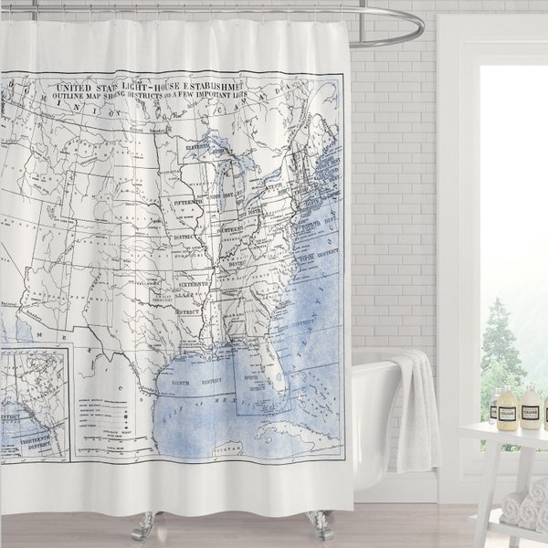 Map Shower Curtain Etsy