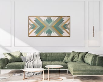 Mint, Wood wall art, Geometric wood wall art, Wood wall sign, Boho Decor, Home decor, Wood wall decor