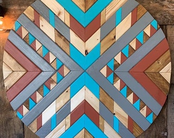 Handcrafted wooden wall art geometrical