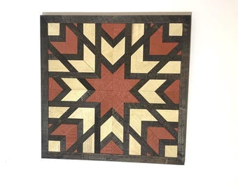 Rust Red star quilt, Barn quilt wood wall art, Farmhouse wall decor, Farmhouse, Wood wall art, Home decor, Wood wall signs, Wall art,
