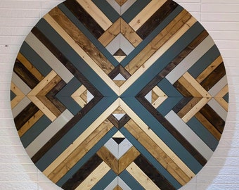 Handcrafted wooden wall art geometrical deco