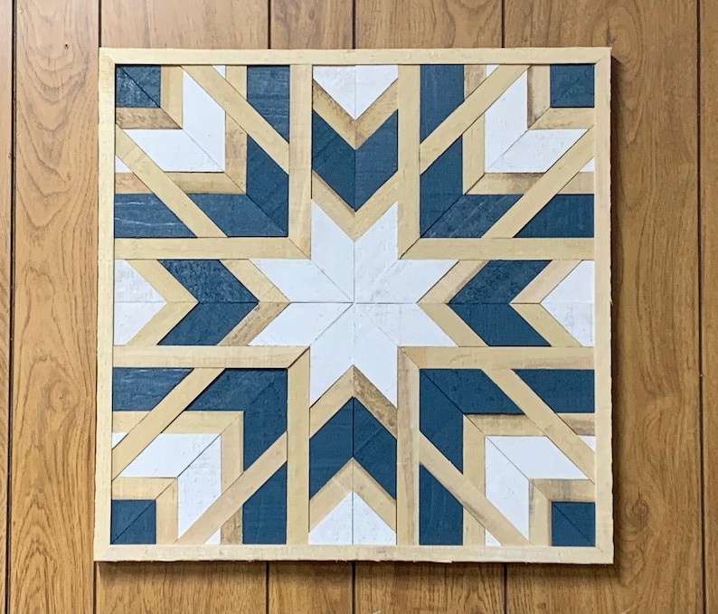 Blue Star Quilt Barn Quilt Wall Art Farmhouse Wall Decor Etsy