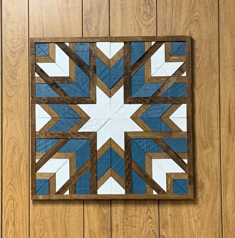 Blue Star Quilt Barn Quilt Wall Art Farmhouse Wall Decor Etsy