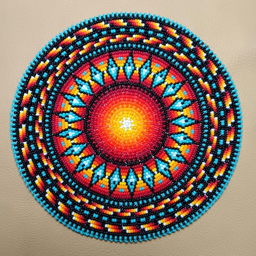 Native American Beaded Bolo Tie Beaded by Thomas Harvey an