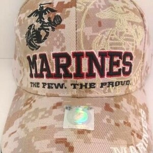 United States Marine Corps Military Hat - The Few The Proud - Bk/Rd Light Camo