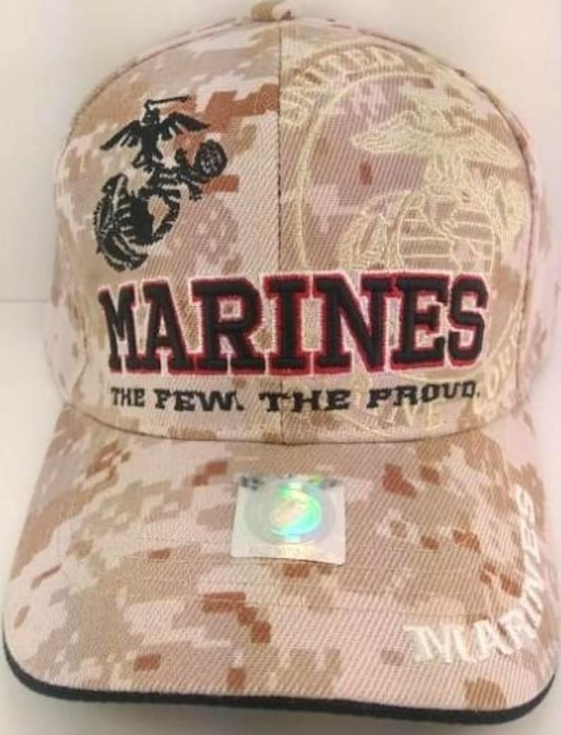 United States Marine Corps Military Hat - The Few The Proud - Bk/Rd Light Camo