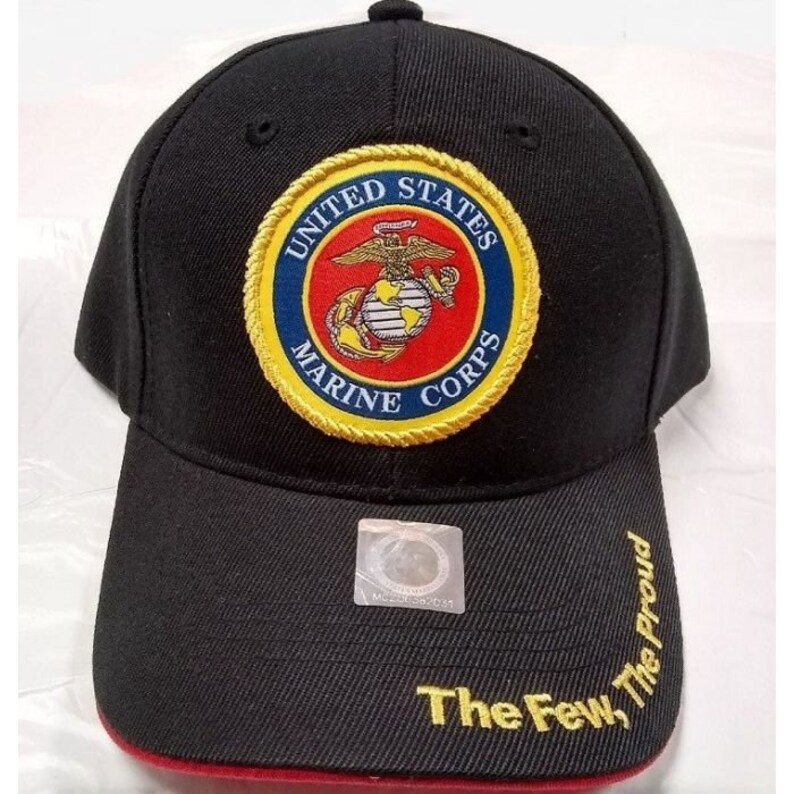 United States Marine Corps Military Hat - The Few The Proud - Bk/Rd Black W/Round Logo