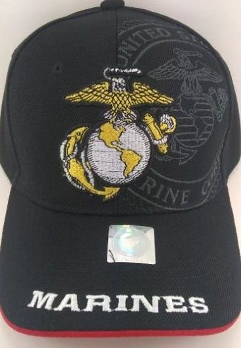 United States Marine Corps Military Hat - The Few The Proud - Bk/Rd Black W/White+Yellow