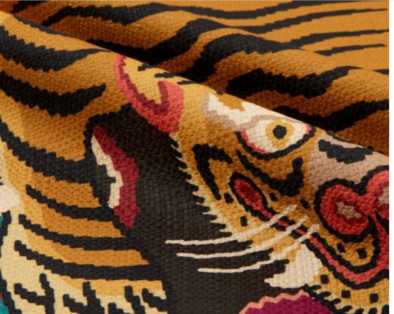 Tiger Floral designer Upholstery fabric Etsy