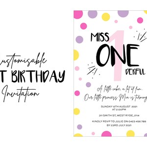 Customisable 1st Birthday Invitation Girl/Boy