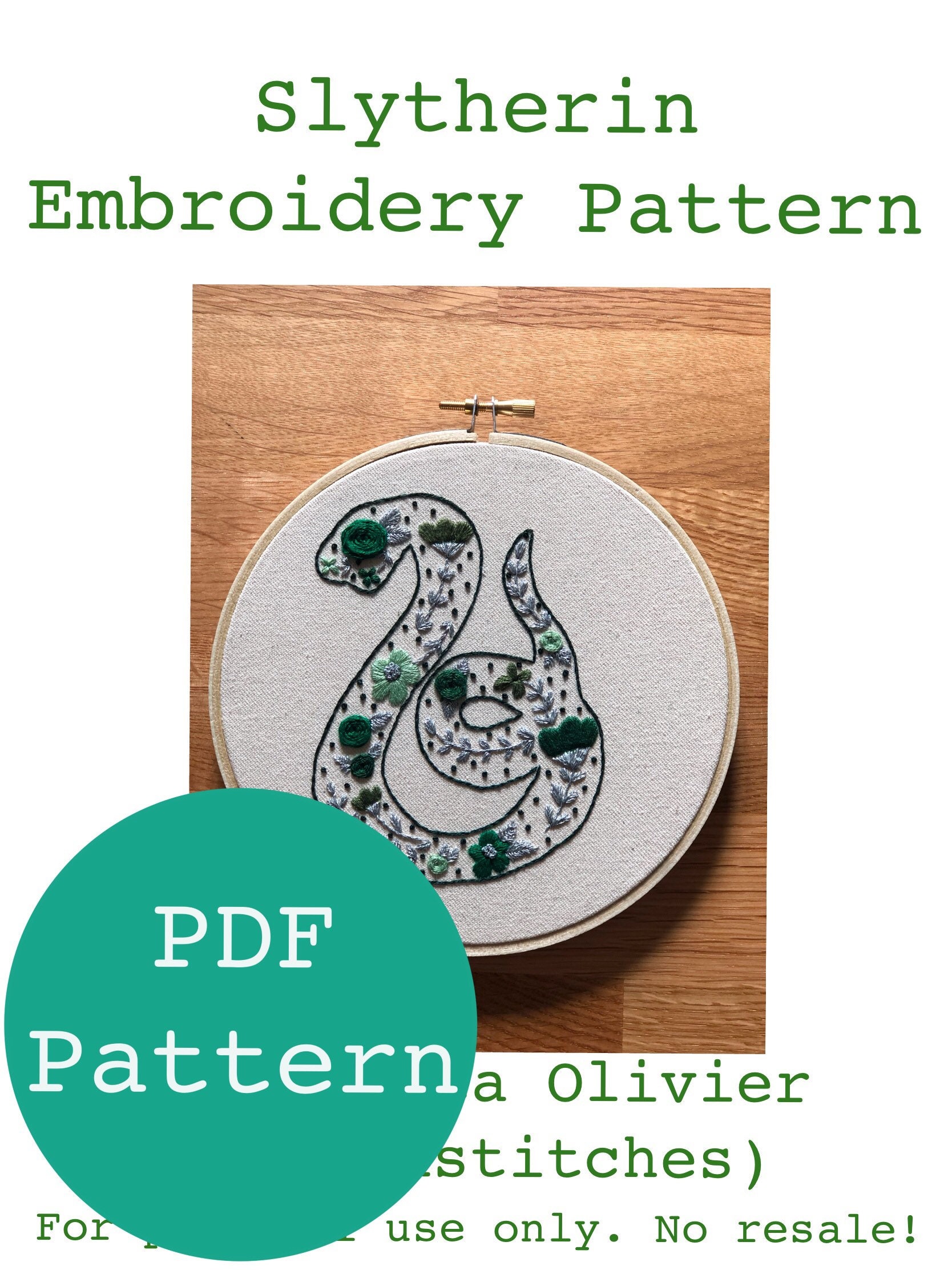 Slytherin Embroidery Pattern