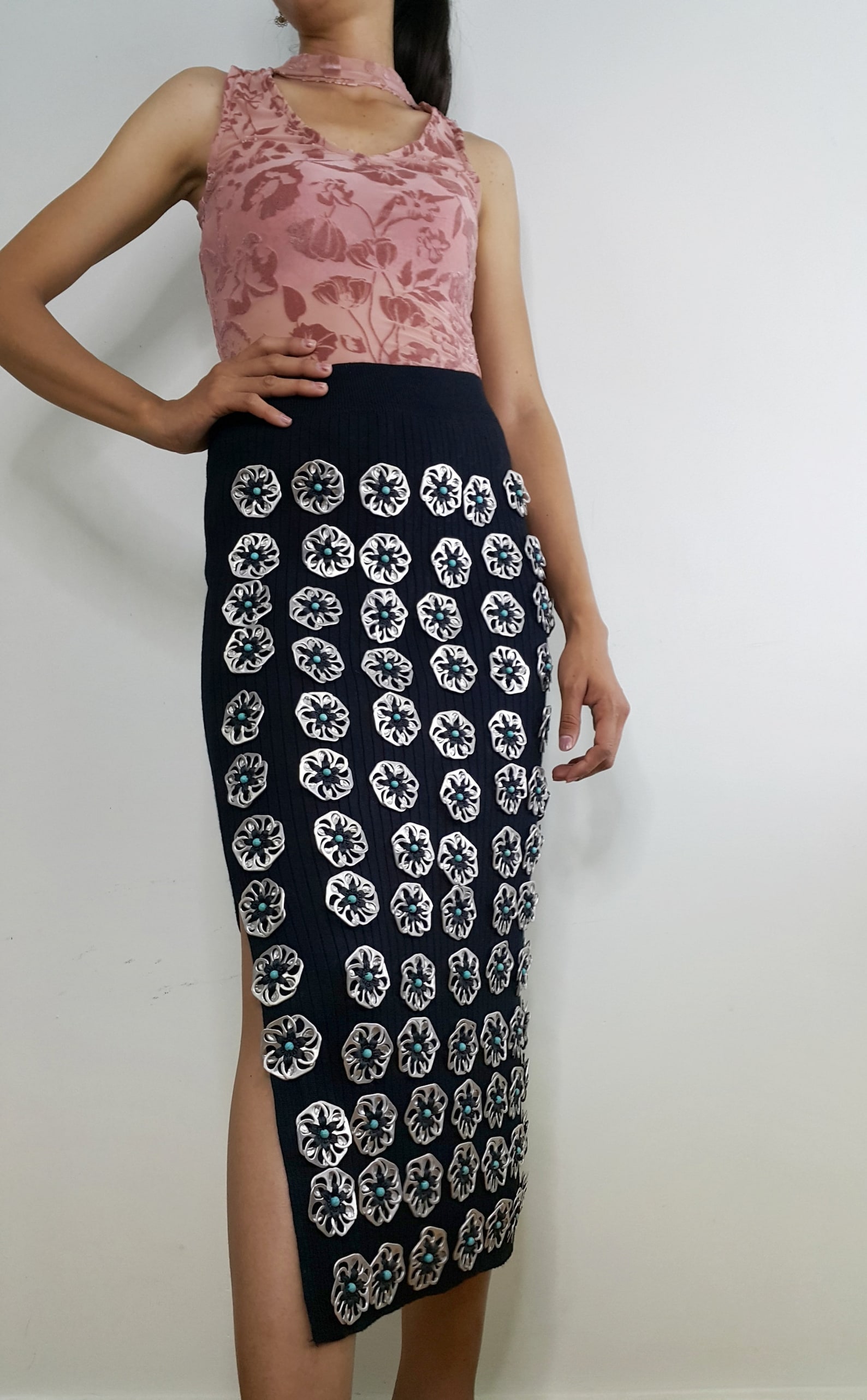 Pop Tab Free Size Black Long Skirt Cambodia - Etsy
