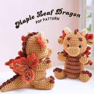 Ahornblatt-Drache Häkelanleitung, Amigurumi Häkelanleitung, Drache Häkelanleitung, PDF Häkelanleitung