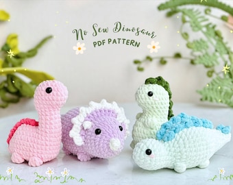 Modèle au crochet Dinosaure Jurassic World sans couture, Modèles au crochet Amigurumi sans couture | Triceratops, tyrannosaure, stégosaure, dinosaure