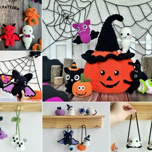 Set 19 Halloween Crochet Pattern, Bundle Halloween Crochet Patterns, Pumpkin Crochet Pattern