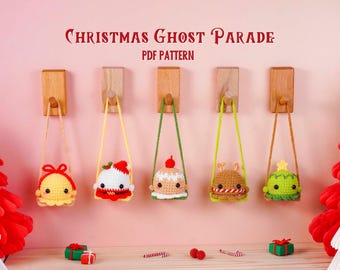Christmas Ghost Parade Crochet Patterns Bundle, Santa Ghost Pattern, Reindeer Ghost Pattern, Pine Ghost Pattern, Gingerbread Ghost Pattern