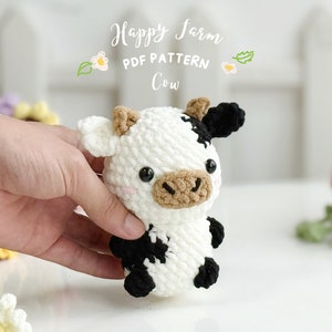 Cow No Sew Crochet Pattern, No Sew Amigurumi Crochet Patterns, Crochet Pattern, Plushie Pattern