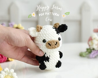 Cow No Sew Crochet Pattern, No Sew Amigurumi Crochet Patterns, Crochet Pattern, Plushie Pattern