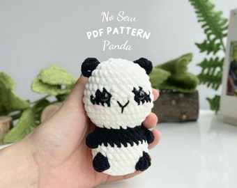 Panda No Sew Crochet Pattern, No Sew Amigurumi Crochet Patterns, Crochet Pattern, Plushie Pattern