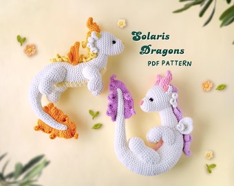 Solaris Dragons Crochet Patterns Bundle | Lunara Dragon Pattern, Sunshine Dragon Pattern, Amigurumi Crochet Patterns, PDF Crochet Pattern