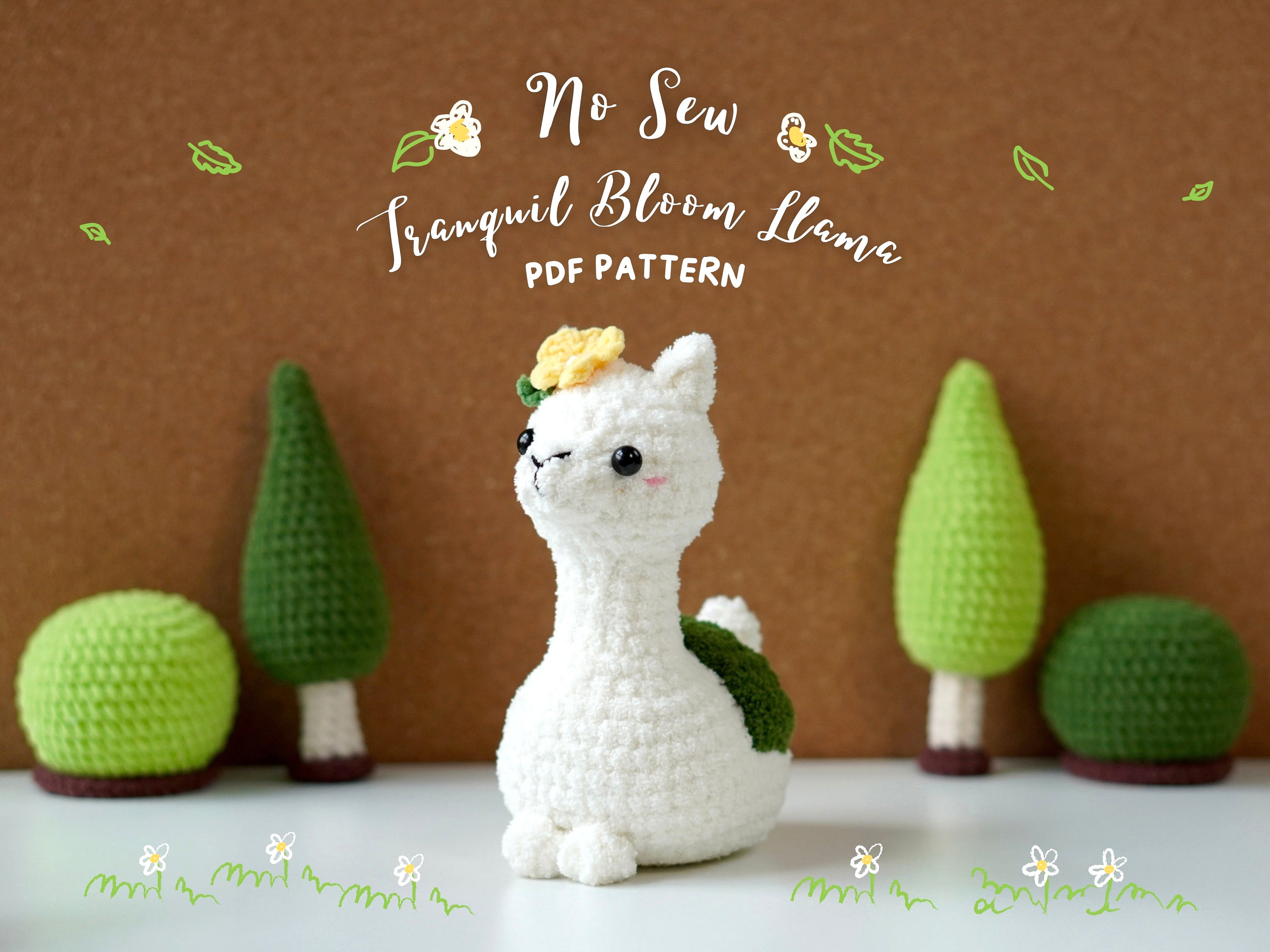 Llama Low Sew Crochet Pattern, Halo Llama Amigurumi Crochet Patterns, Crochet Pattern, Plushie Pattern