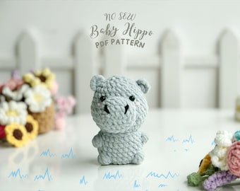 Patrón de hipopótamo sin costuras, patrones de amigurumi sin costuras, patrón de crochet, patrón de peluche