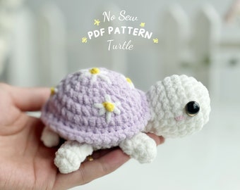 Daisy Purple Turtle No Sew Crochet Pattern, No Sew Amigurumi Crochet Patterns, Crochet Pattern, Plushie Pattern