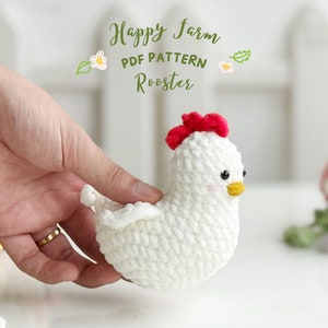 Rooster No Sew Crochet Pattern, No Sew Amigurumi Crochet Patterns, Crochet Pattern, Plushie Pattern