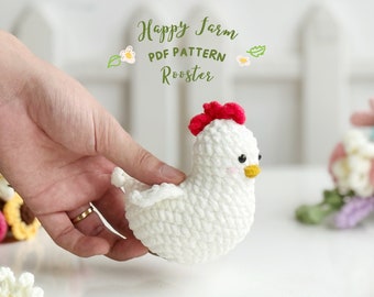 Rooster No Sew Crochet Pattern, No Sew Amigurumi Crochet Patterns, Crochet Pattern, Plushie Pattern