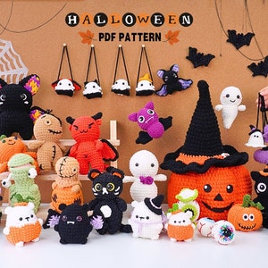 Set 19 Halloween Crochet Pattern, Bundle Halloween Crochet Patterns, Pumpkin Crochet Pattern