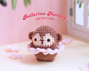 Ballerina Monkey No Sew Crochet Pattern, No Sew Amigurumi Crochet Patterns, Monkey Crochet Pattern, Plushie Pattern, Handmade Amigurumi