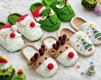 Modèle de Noël au crochet, Crochet de chaussons Grrinch, Modèle de