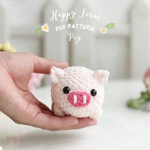 Pig No Sew Crochet Pattern, No Sew Amigurumi Crochet Patterns, Crochet Pattern, Plushie Pattern