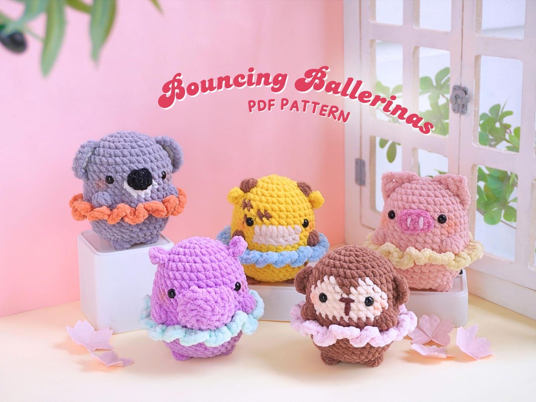 Bouncing Ballerinas Crochet Patterns Bundle | Ballerina Hippo Pattern ...