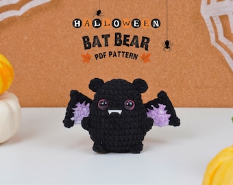 Bat Bear Crochet Pattern, Halloween Polar Bear No Sew Crochet Pattern, Halloween Crochet Pattern