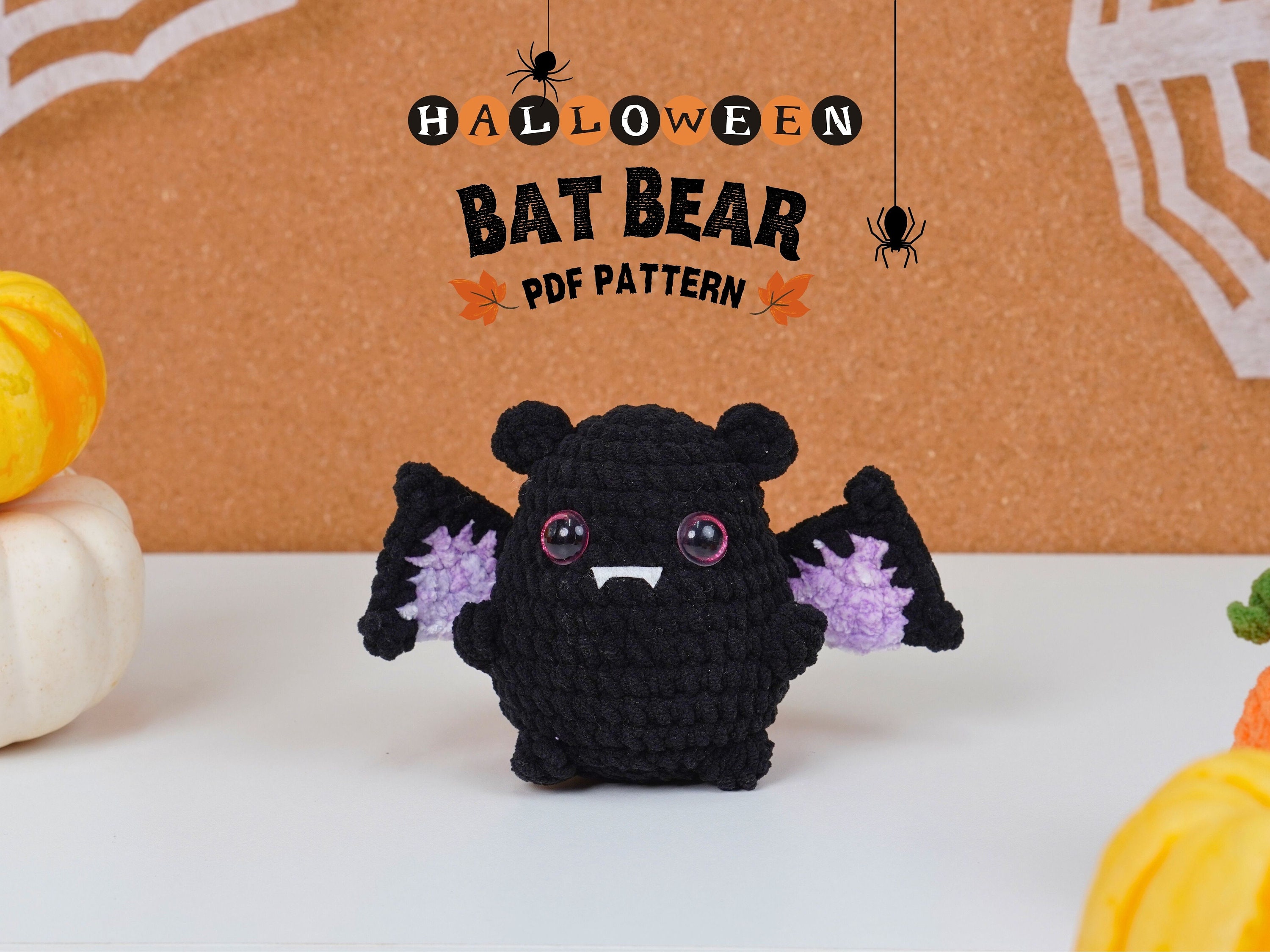 Modèle au crochet ours chauve-souris, modèle au crochet sans couture ours polaire d'halloween, modèle au crochet d'halloween