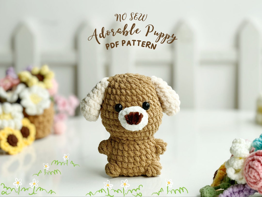 Puppy Dog No Sew Crochet Pattern, No Sew Amigurumi Crochet Patterns