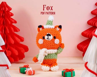 Fox Crochet Pattern, Christmas Crochet Pattern, Holiday Amigurumi Crochet PDF,  Christmas Amigurumi PDF, Cute Winter Crochet Tutorial