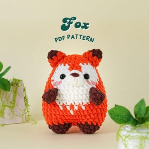 Fox Crochet Pattern, Low Sew Amigurumi Crochet Patterns, Low Sew Crochet Pattern, Plushie Pattern, PDF Crochet Pattern