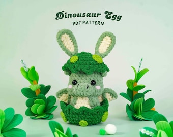 Easter Dinosaur Egg Crochet Pattern, Easter Egg Animal Crochet Pattern, Easter Holiday Home Decor, Handmade Animal Pattern, PDF Pattern