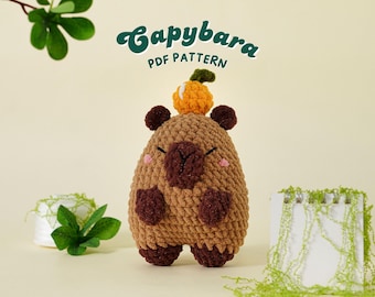 Capybara Crochet Pattern, Low Sew Amigurumi Crochet Patterns, Low Sew Crochet Pattern, Plushie Pattern, PDF Crochet Pattern
